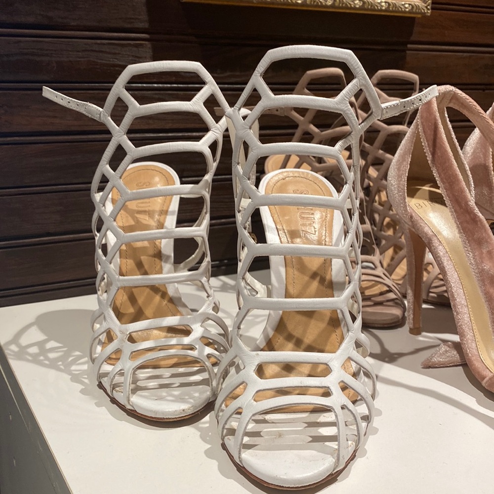 SCHUTZ White Leather Heel